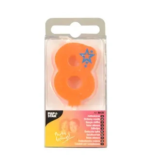 Orange Birthday Candle Number "8", 1 pc.