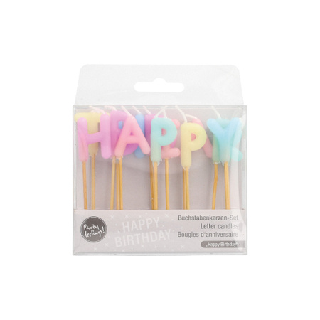 Świeczki Happy Birthday - urodzinowe z napisem, 8 cm, 1 op.