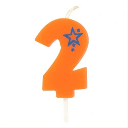 Świeczka urodzinowa Pomarańczowa cyfra "2" 1 szt.
