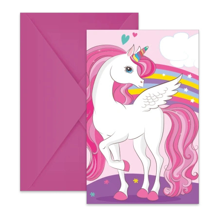 Invitations with envelopes Unicorn, 6 pcs.