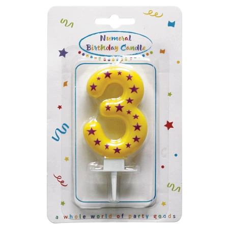 Stars Birthday Candle "3", 1 pc.