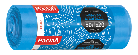 Worki do segregacji papieru niebieskie Paclan 60L, 20 szt.