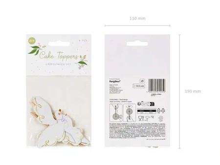 Cupcake Decorations "Doves", 14.5 cm, 6 pcs
