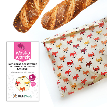 Beeswax bags “Foxes” XL 36 × 32 cm, 1 pc.