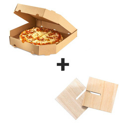 KIT: Kraft pizza box 32 x 32 x 3.5 cm 100 pcs. + support 100 pcs.