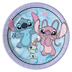 Talerze papierowe "Stitch & Angel", 23 cm, 8 szt.