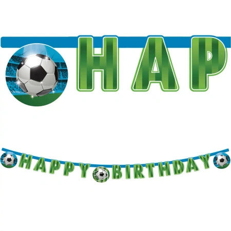 Paper birthday banner “Football” 2 m, 1 pc