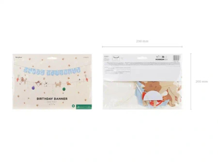 Baner papierowy "Happy Birthday Pieski", 2,1 m, 1 szt.