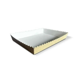Paper Deep Tray Kraft, Scalloped Edge, 20 x 14 x 3 cm, 50 pcs.