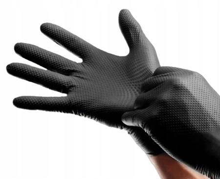 Nitrile powder-free diamond-textured black gloves in box, "M", 50 pcs