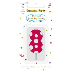 Pink Birthday Candle "8", 1 pc.