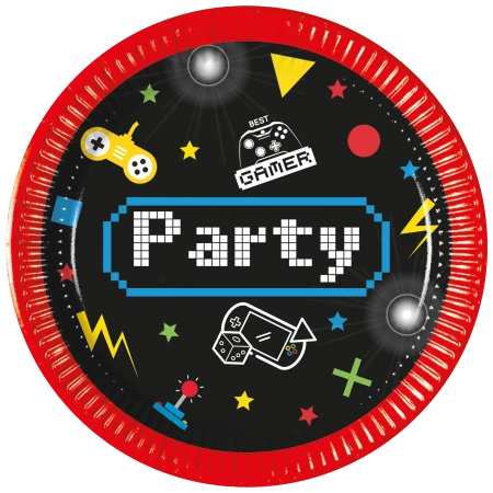 Talerze papierowe "Gaming Party", 20 cm, 8 szt.