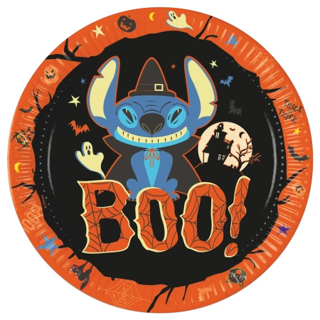 Talerze papierowe "Halloween Stitch", 23 cm, 8 szt.