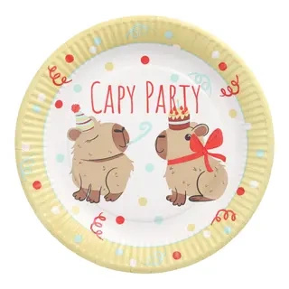 Paper Round Plate "Capy Party" 23 cm, 10 pcs.