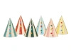 Colorful Paper Party Hats with Pom-Poms, 16 cm, 6 pcs