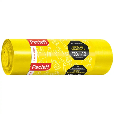 Worki do segregacji plastiku żółte Paclan 120L, 70 x 110 cm, 10 szt.