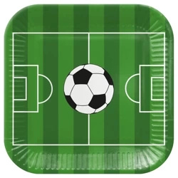 "Soccer Green" square paper plate, 23 x 23 cm, 8 pcs.