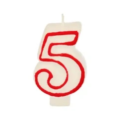White Birthday Candle Number "5", 1 pc.