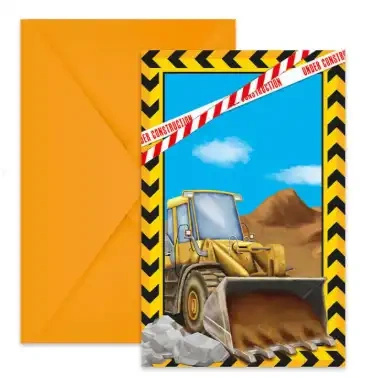 Zaproszenia z kopertą "Construction" 6 szt.