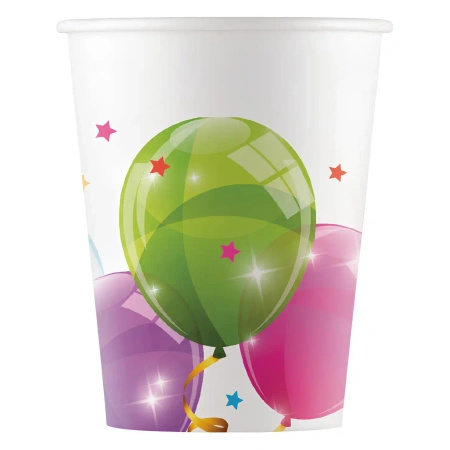 Kubek papierowy "Sparkling Balloons" 200 ml 8 szt.
