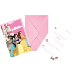Invitations with envelopes Disney Princesses, 6 pcs.
