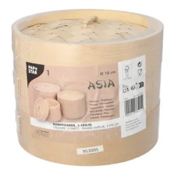 Bamboo steamer “ASIA”, height 13,5 cm, diameter 18 cm, 3-piece, 1 pc.