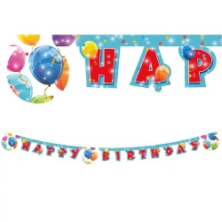 Baner urodzinowy papierowy "Sparkling Balloons" 2 m, 1 szt.