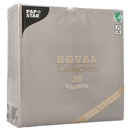 Serwetki Royal Collection szare 1/4 3W 40 x 40 cm 50 szt.