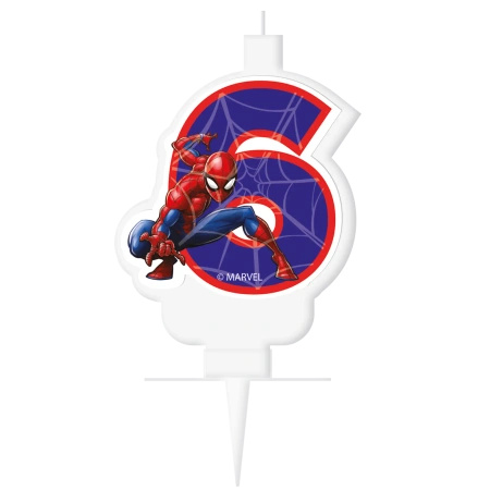 Spiderman Birthday Candle "6", 1 pc.