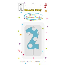 Blue Birthday Candle "2", 1 pc.