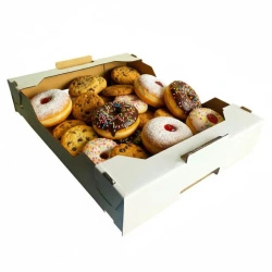 Transport carton with rim, foldable, for pastries, 40 x 30 x 8 cm, 50 pcs
