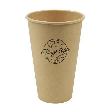 Kubek papierowy kraft, dyspersja, 450 ml, śr. 90 mm WŁASNY NADRUK 2000 szt.