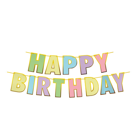 Paper garland "Happy Birthday", length 5 m, height 20 cm, 1 pcs.