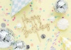 Topper drewniany na tort "Happy Birthday", 16 cm, 1 szt.