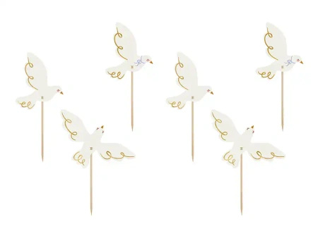 Cupcake Decorations "Doves", 14.5 cm, 6 pcs