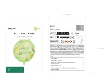 Foil Balloon "Safari Happy Birthday", 35 × 35 cm, 1 pc