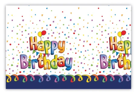 Obrus wielorazowy "Happy Birthday", 120 x 180 cm, 1 szt