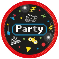 Talerze papierowe "Gaming Party", 23 cm, 8 szt.