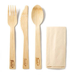 Bamboo cutlery set (W+N+L+S) 100 pcs.