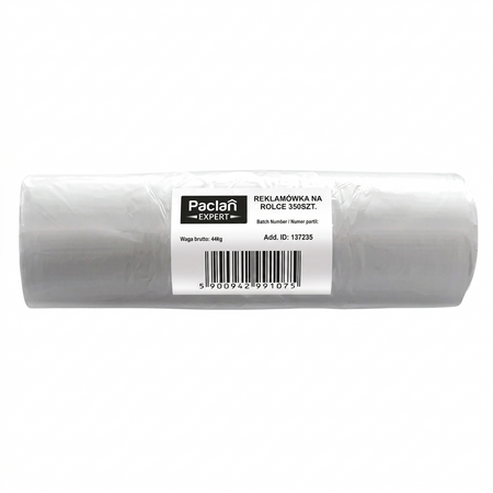 Paclan Expert Disposable Plastic Produce Bags on Roll, 35 x 43 cm, 8 microns, 350 pcs.