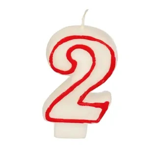 Świeczka urodzinowa biała cyfra "2" 1 szt.