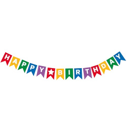 Baner urodzinowy papierowy "Happy Birthday" 2 m, 1 szt.