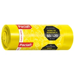 Worki do segregacji plastiku żółte Paclan 60L, 50 x 72 cm, 20 szt.