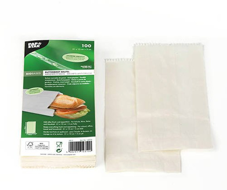 Greaseproof paper breakfast bag white 10+3 x 21 cm 100 pcs.