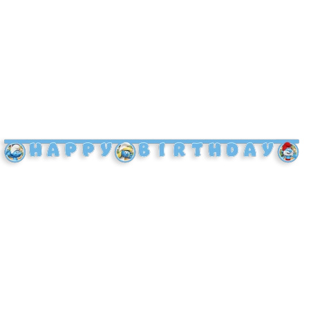 Paper Birthday Banner Smerfy, 2 m 1 pc