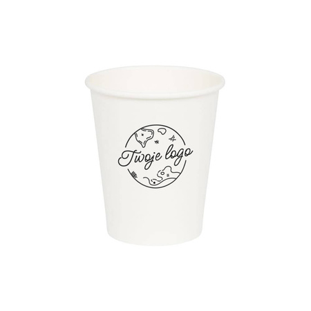 Paper cup white, dispersion, 250 ml, ¶. 80 mm OWN PRINTING 2000 pcs.