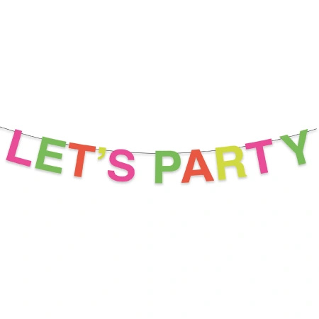Baner urodzinowy papierowy "Let's Party" 2 m, 1 szt.