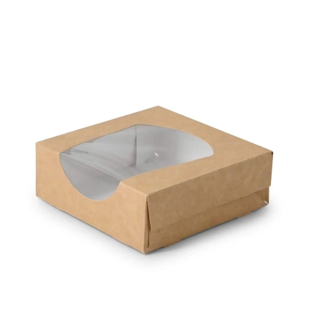 Sushi box with window, brown, 12 x 12 x 4 cm 50 pcs.