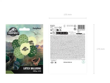 Balony lateksowe "Jurassic World", mix 30 cm, 6 szt.