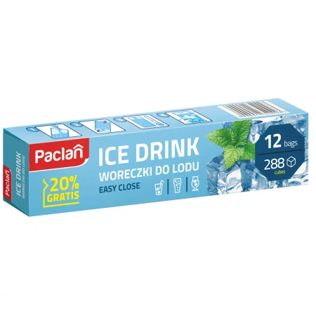 Paclan self-sealing ice cube bags, 288 cubes, 12 bags